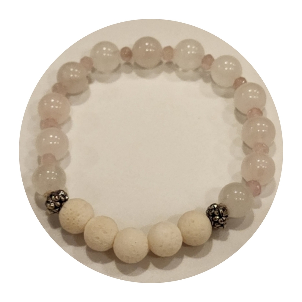 Rose Quartz/Moonstone Crystal Vintage Bracelet
